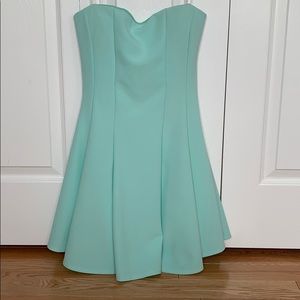 Strapless aqua dress